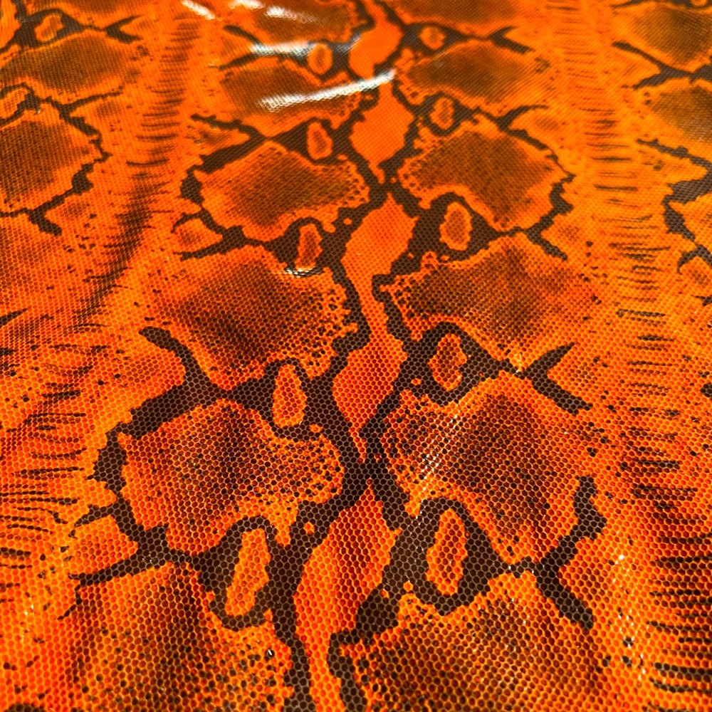 Python embossed orange lamb skin - suede hides. 2 pcs. (26 x 24”) (38 x 21”)